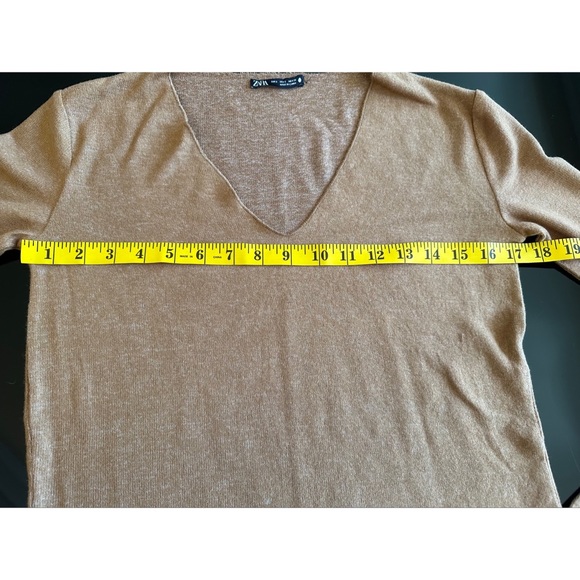 Zara Light Knit V- Neck Long Sleeve Sweater Top, S - Picture 10 of 12